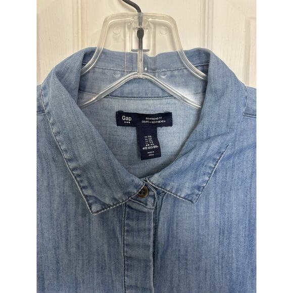Gap Boyfriend Fit Denim Chambray Top Size XS Western Rodeo Cowgirl Casual - Picture 4 of 5